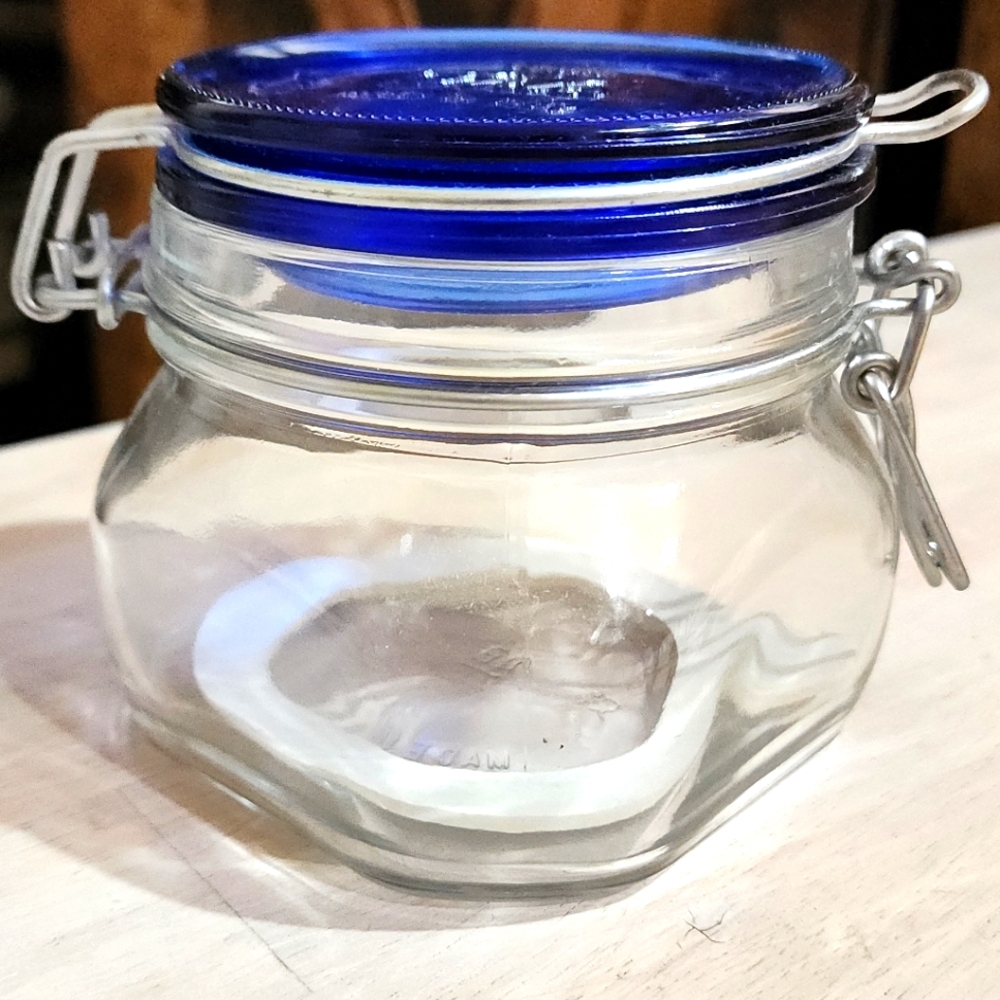 Glass Jar Cobalt Lid